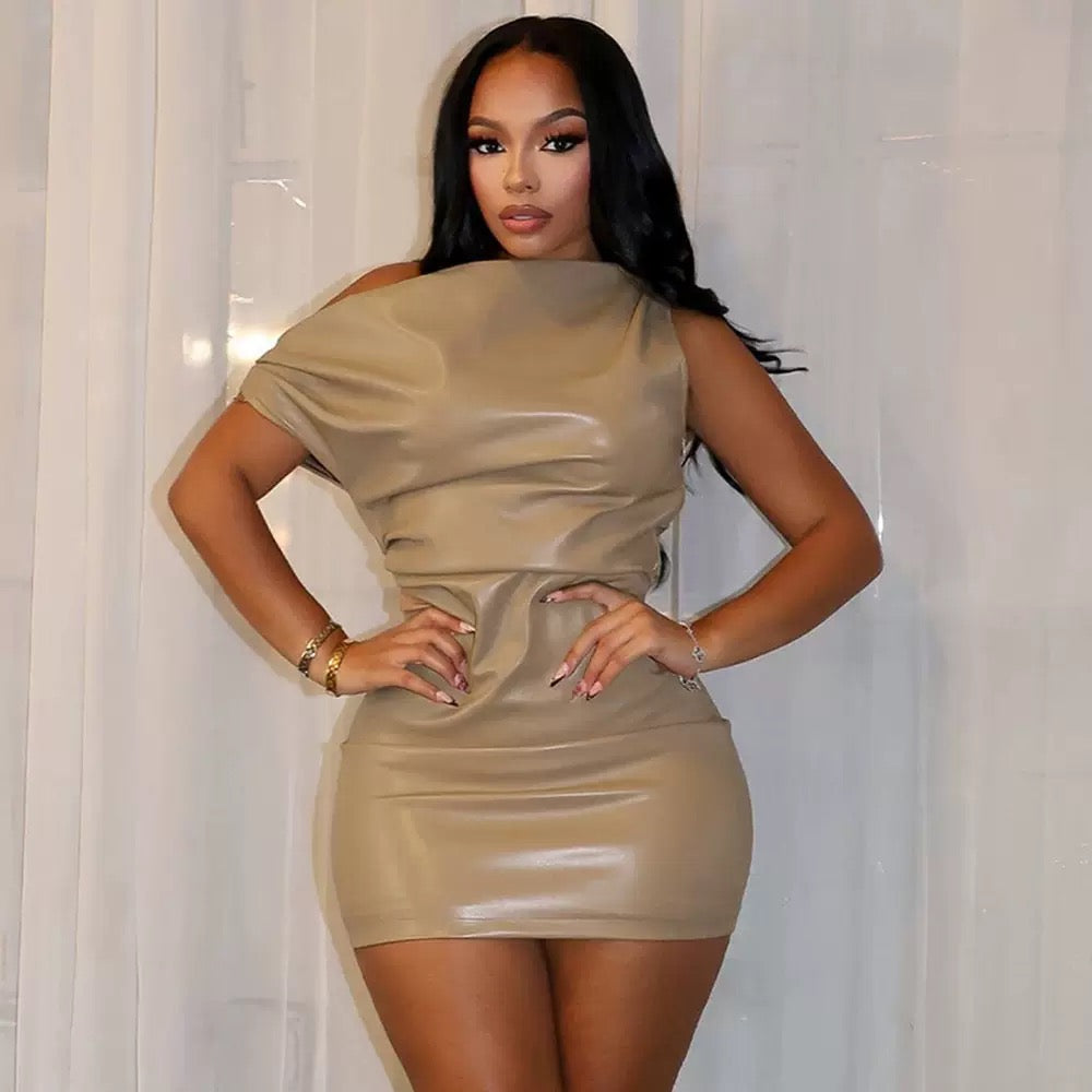 Leather Asymmetric Dress