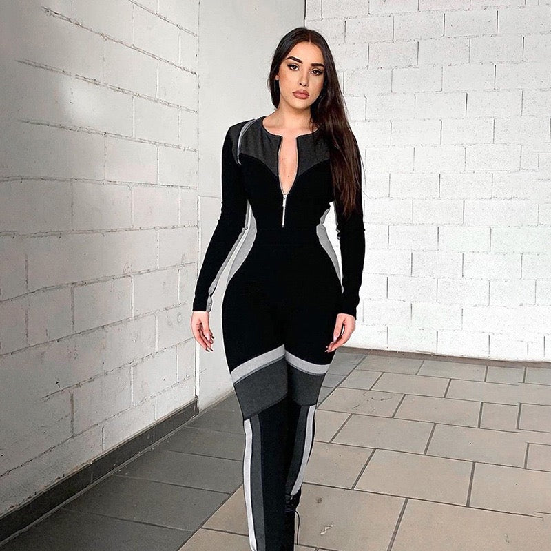 Bodycon Sporty Jumpsuit Outfit.
