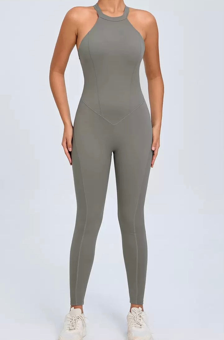 Backless Athletic Jumpsuit.