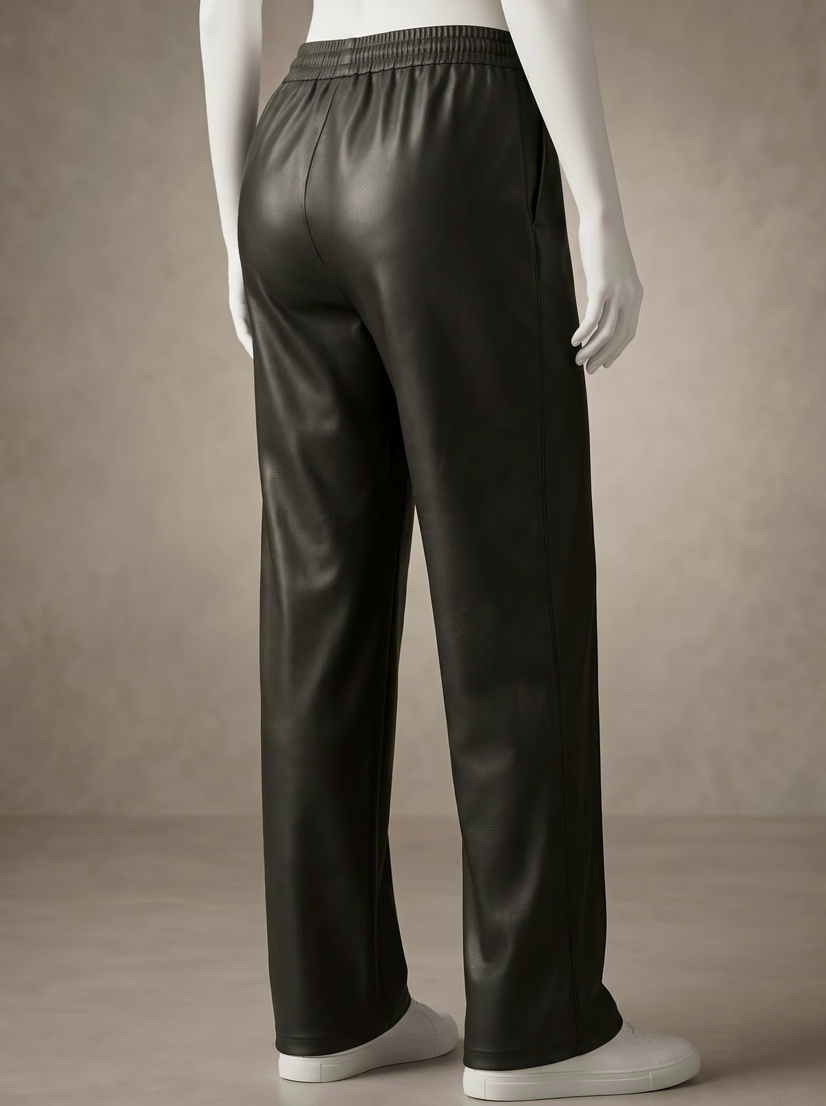 Leather Drawstring Wide Leg Pants
