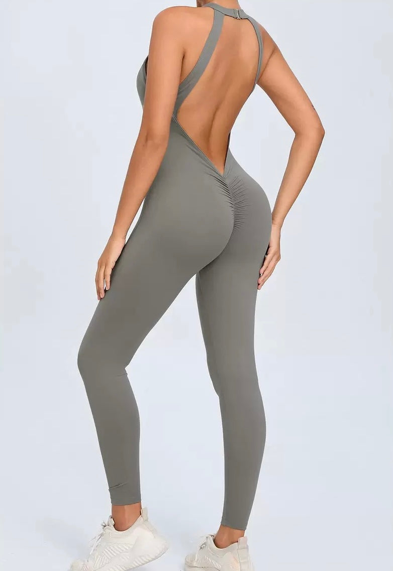Backless Athletic Jumpsuit.