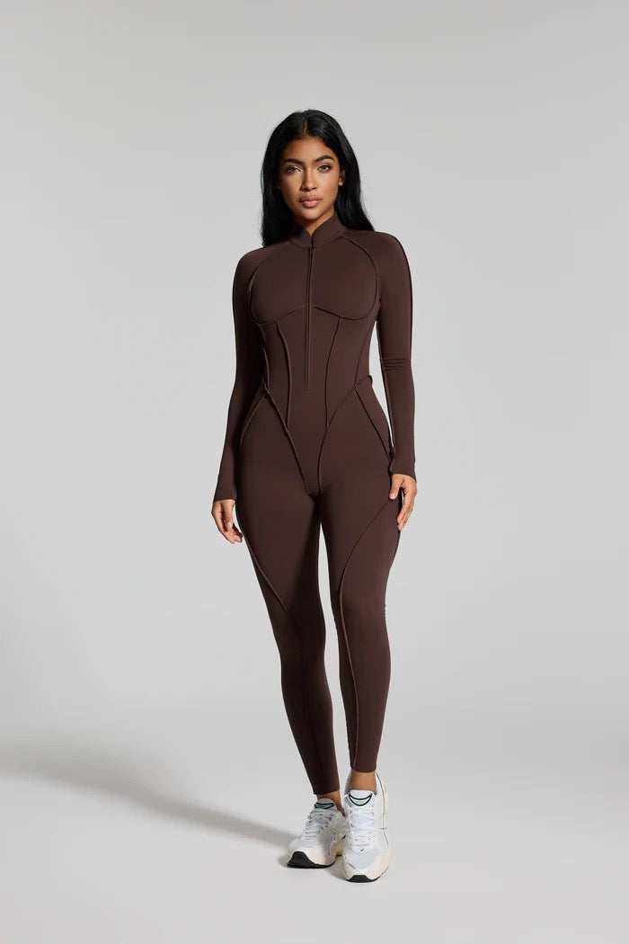 Full Body Jumpsuit Backless Exposed Seam Details.