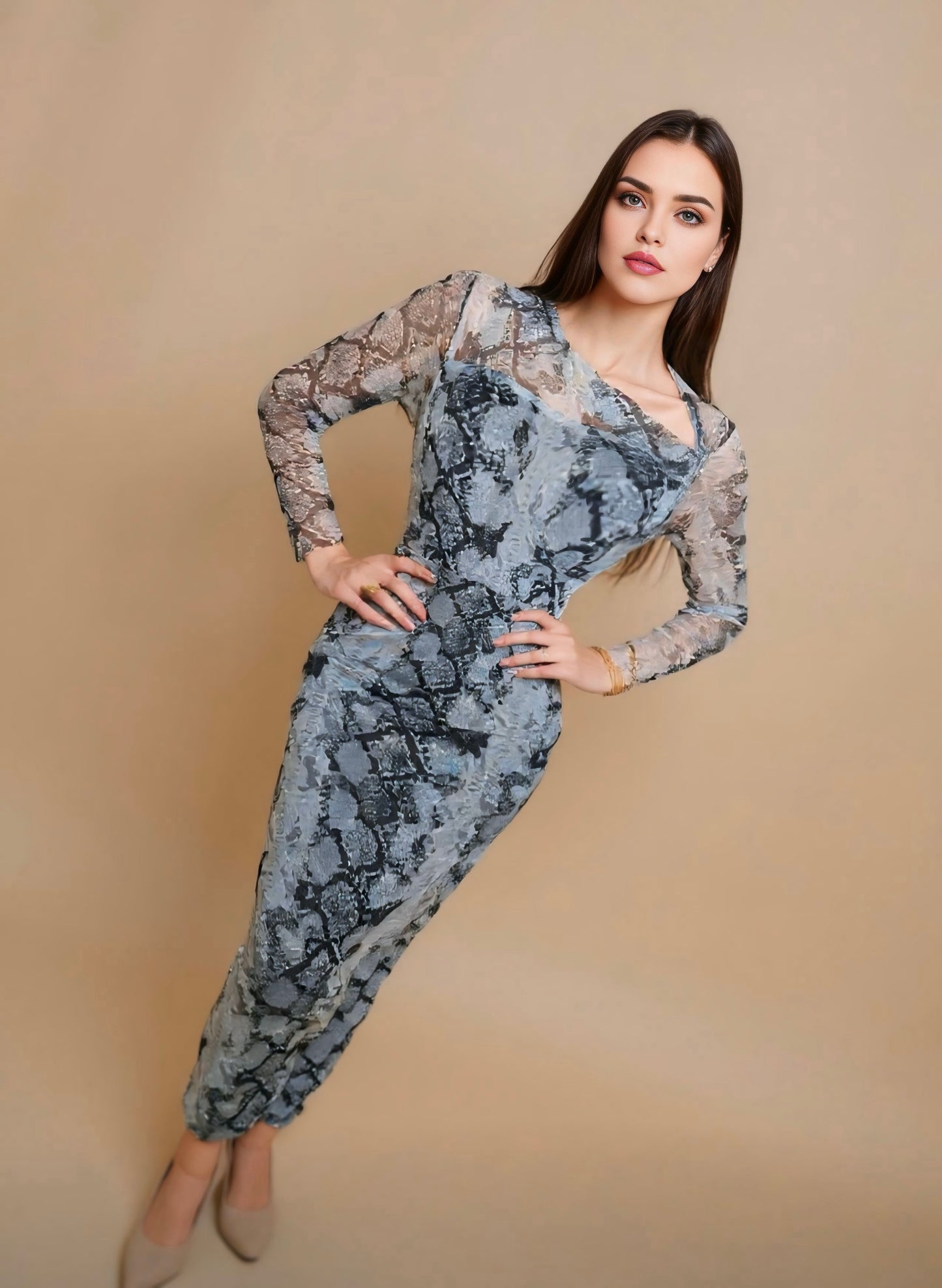 Stylish mesh bodycon dress.