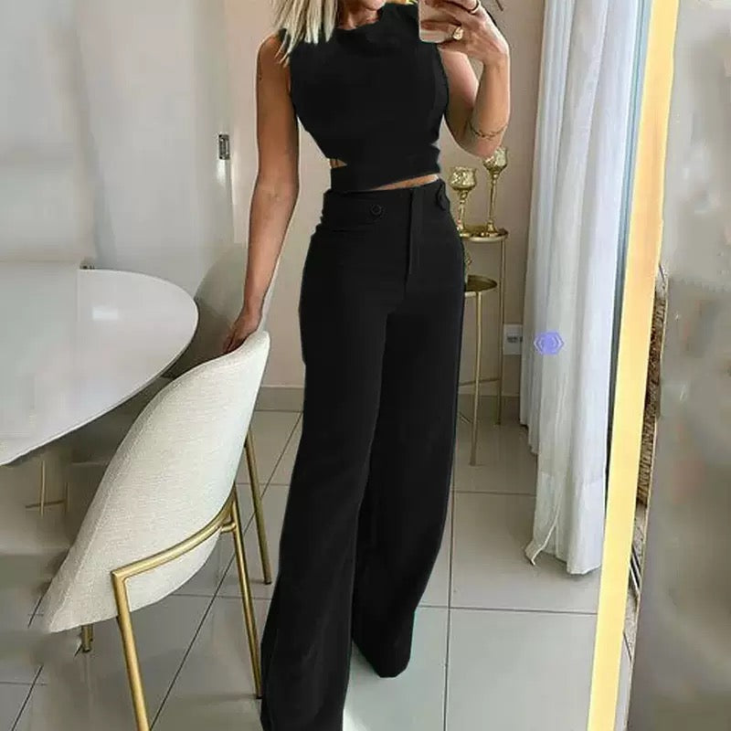 Cutout Wide-Leg Two-Piece