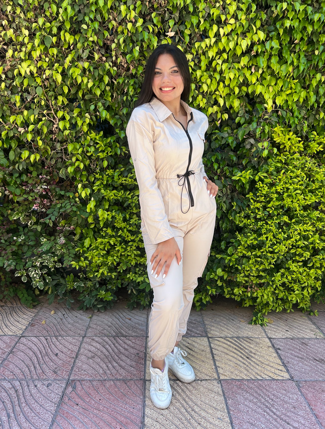 new autumn new European and American jumpsuit waist woven