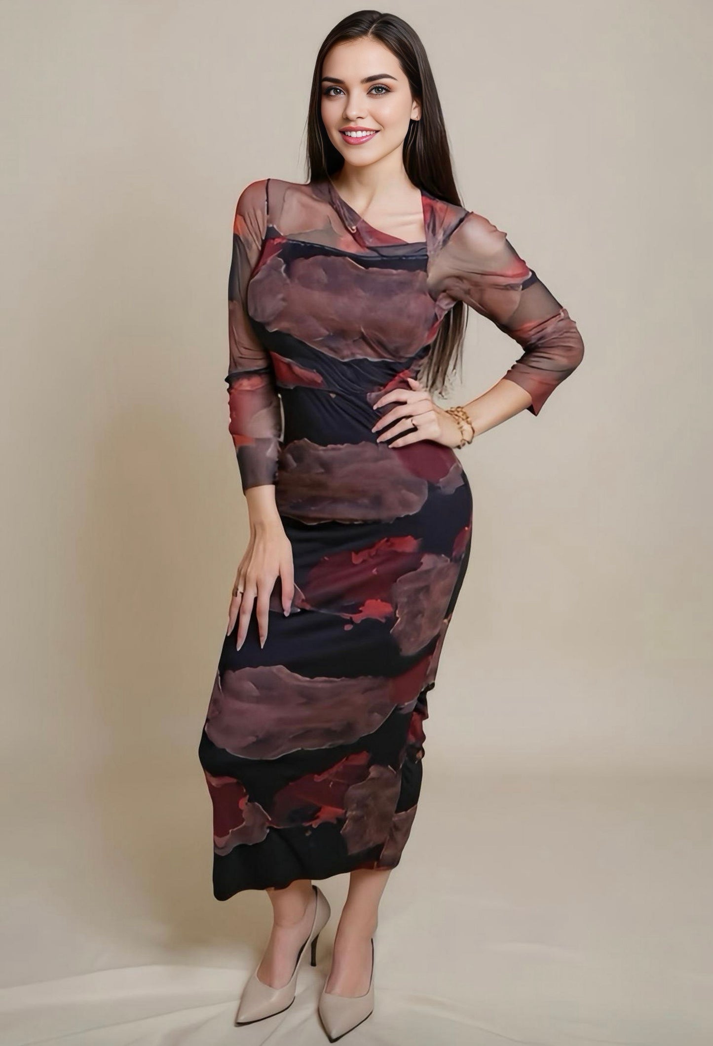 Stylish mesh bodycon dress.