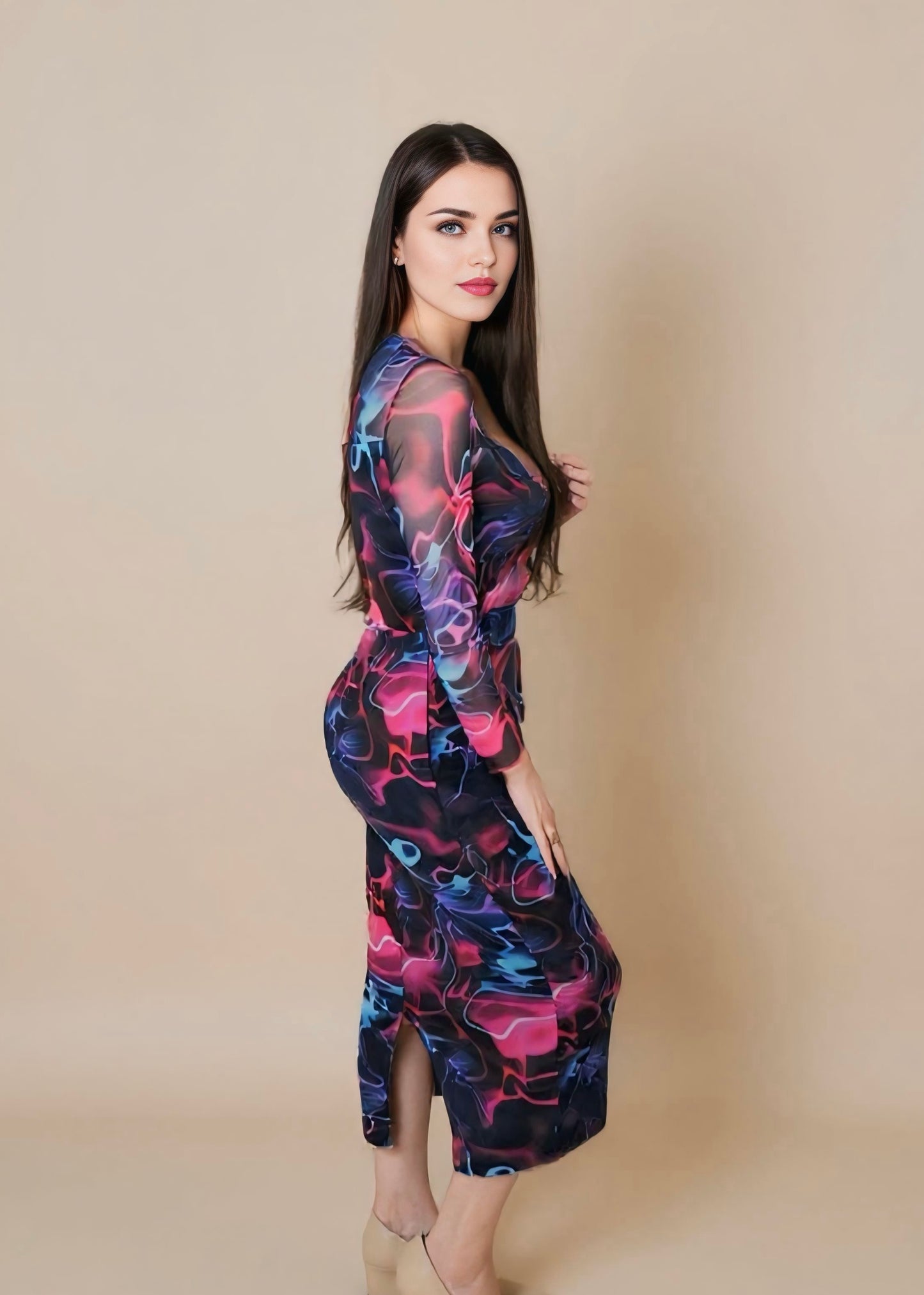 Stylish mesh bodycon dress.