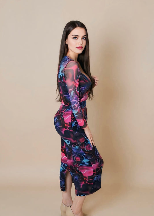 Stylish mesh bodycon dress.