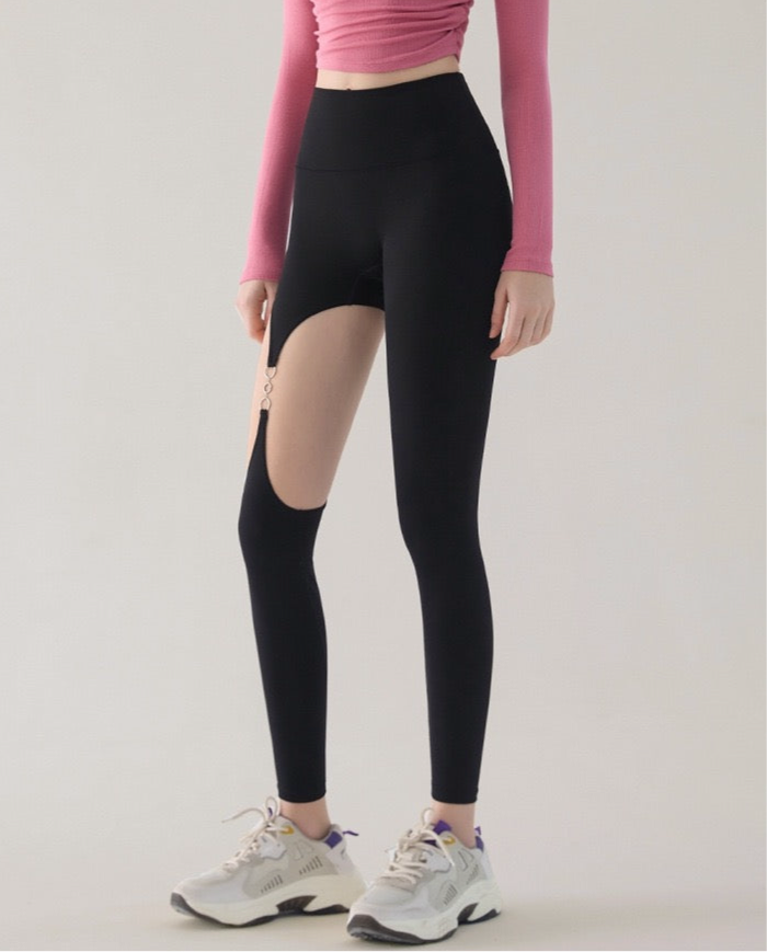 Contrast Solid Skinny Leggings, Elegant High Waist