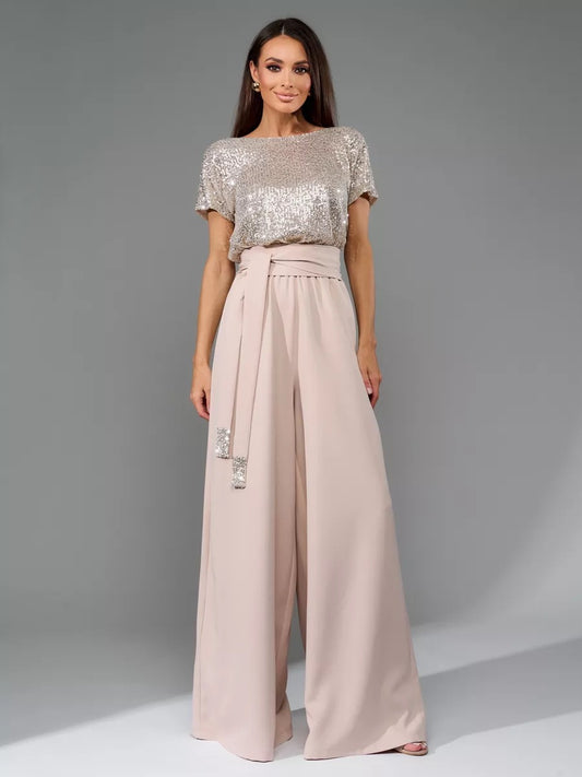 Collared Belted Wide Jumpsuit