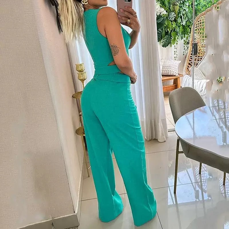 Cutout Wide-Leg Two-Piece