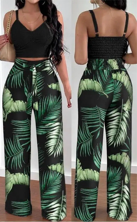 Crop Top Wide-leg Set.