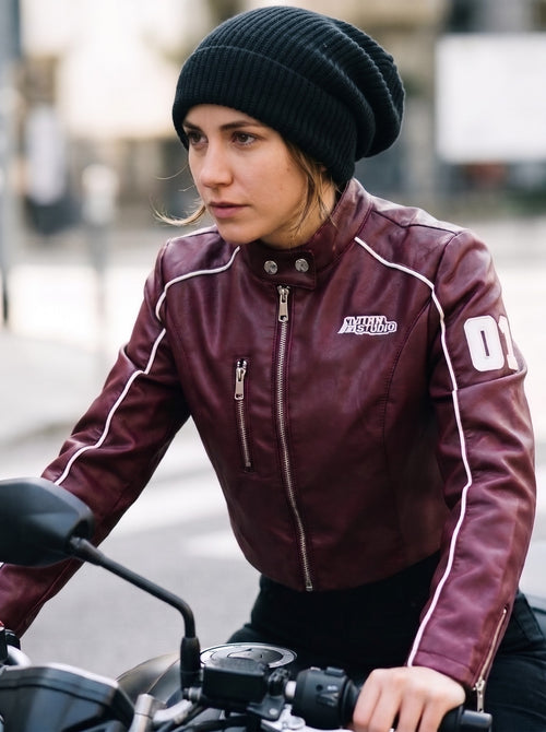 Maroon Motorcycle Leather Jacket