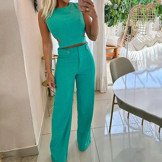 Cutout Wide-Leg Two-Piece
