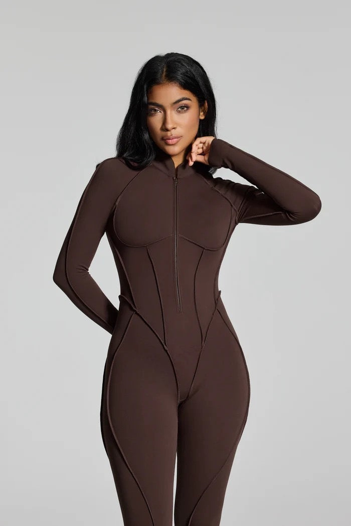 Full Body Jumpsuit Backless Exposed Seam Details.