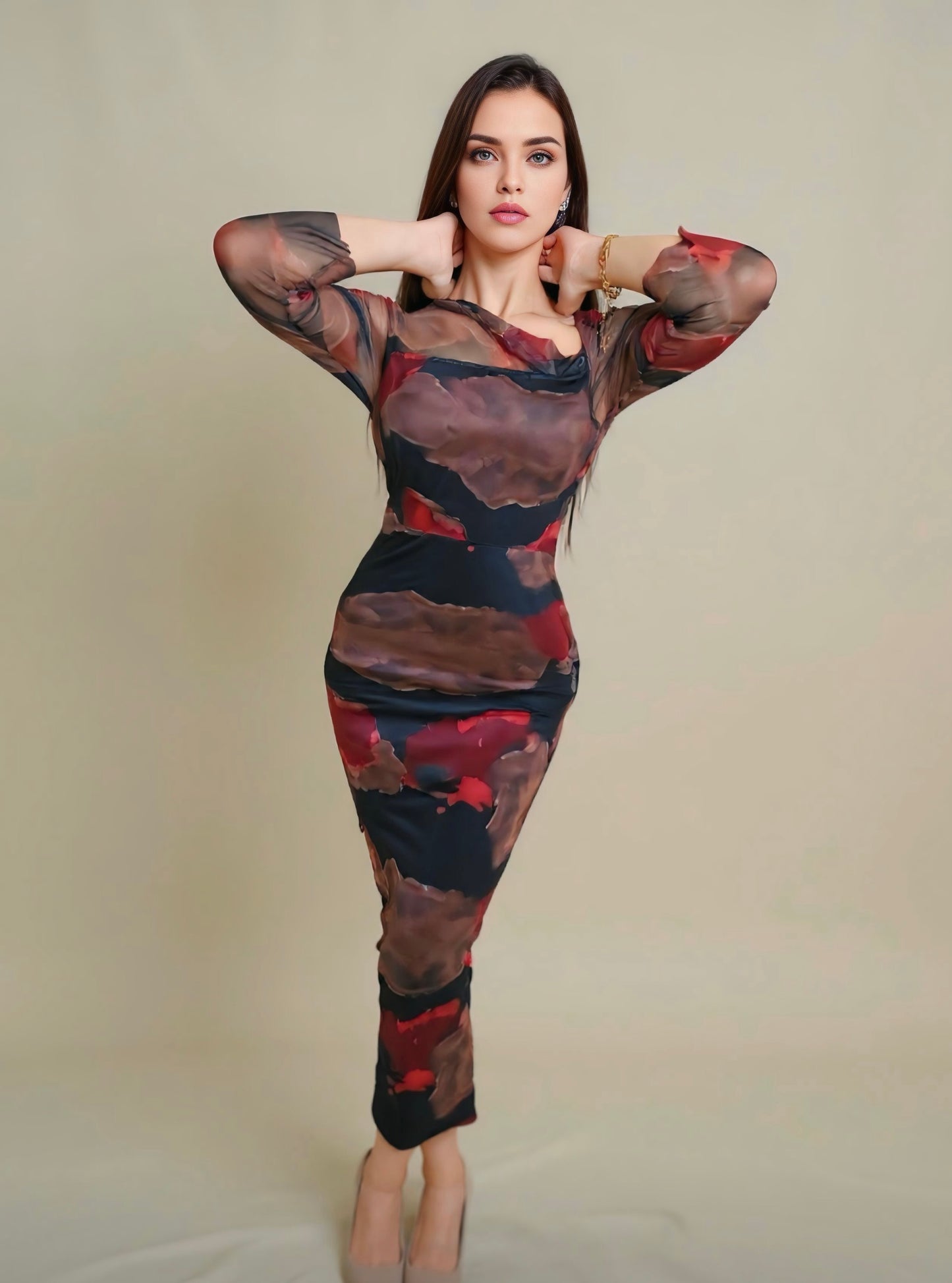 Stylish mesh bodycon dress.