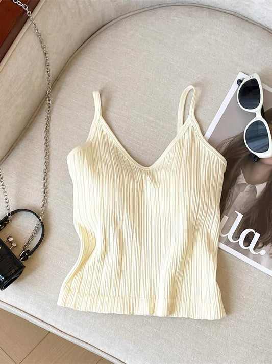 Ribbed Knitted V-neck Camisole