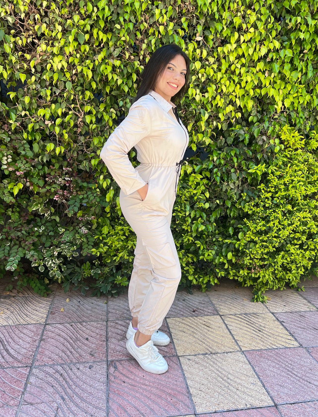 new autumn new European and American jumpsuit waist woven