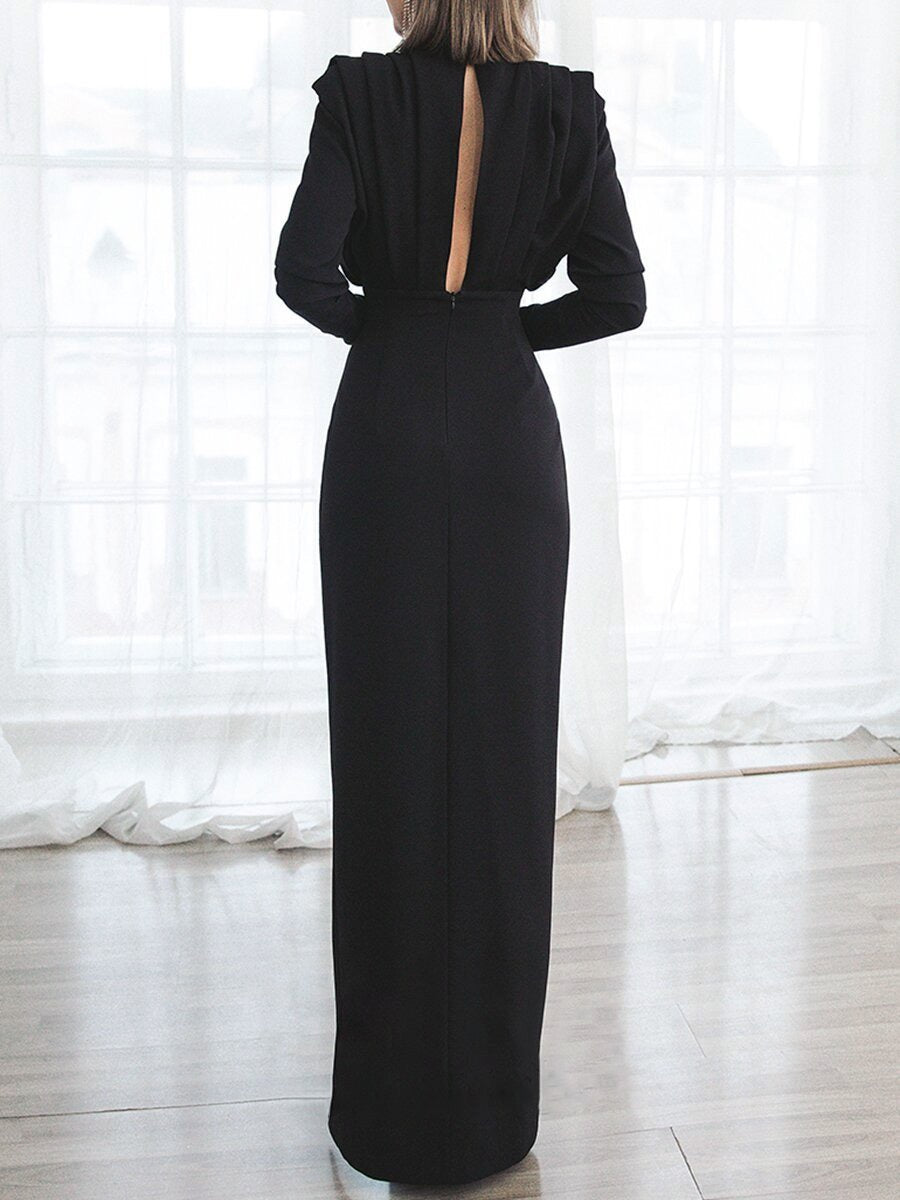 High Neck Pullover Split Maxi Dress