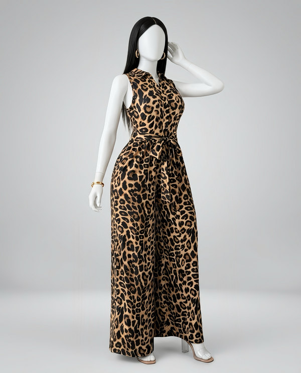 Women Sleeveless Belted Jumpsuit