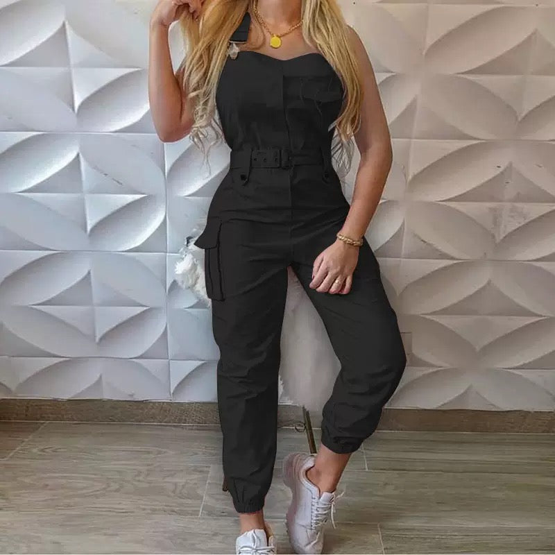 Sleeveless Utility Jumpsuit Garment.