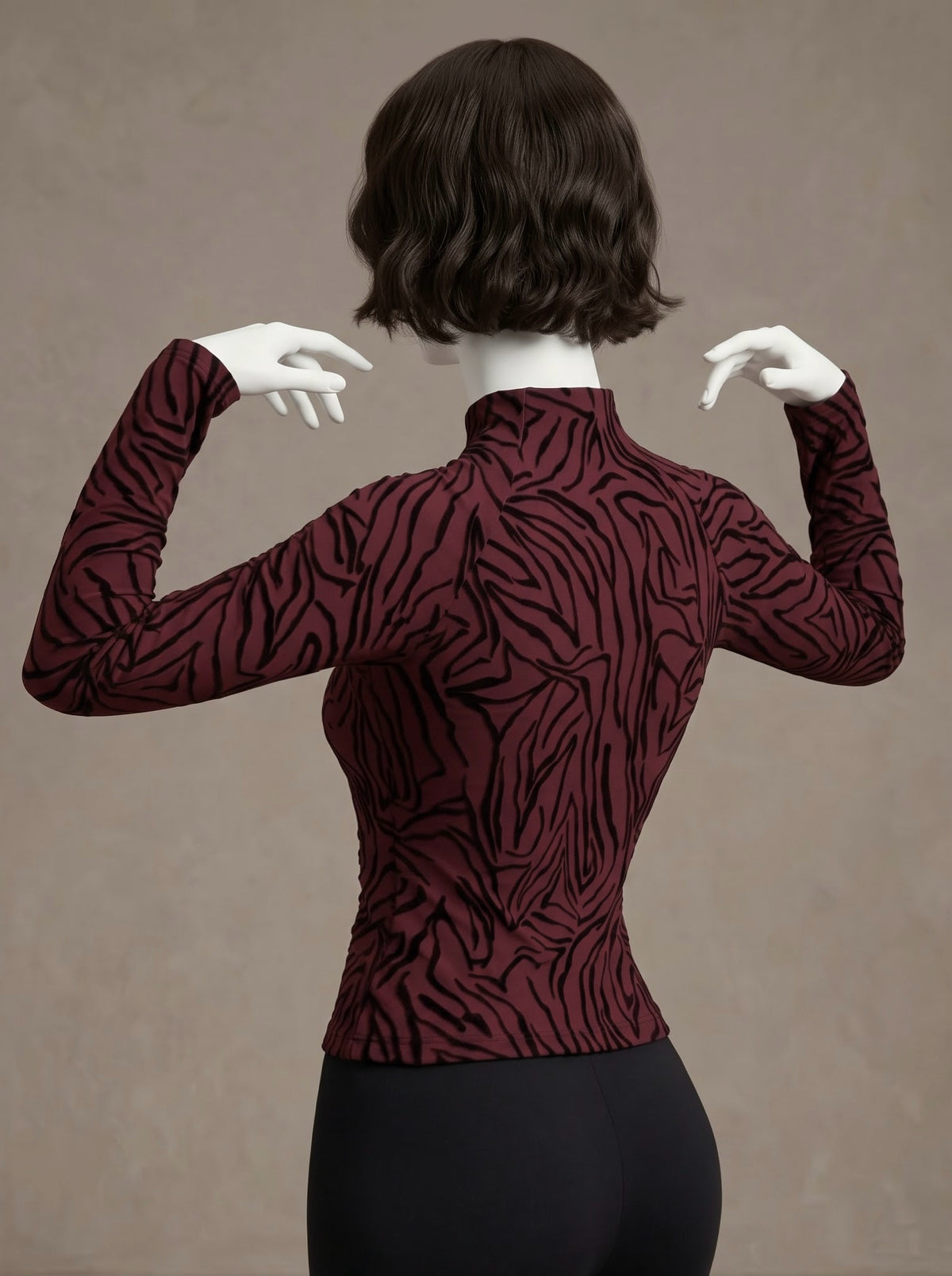 Zebra Pattern Zip Top