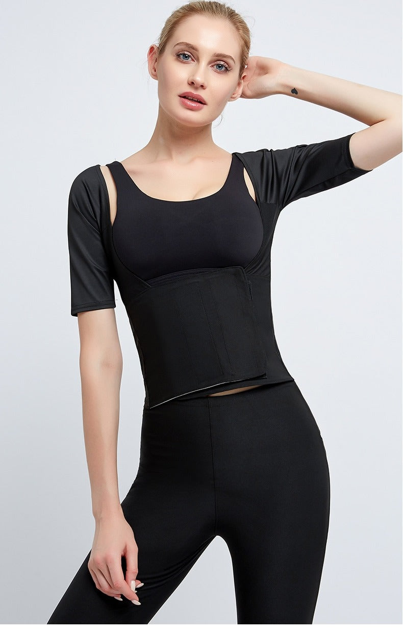 Silver Sweat Suit Women's Shapewear Coating Sauna Body Shapers Workout Slim T Shirt Weight Loss Waist Trainer Fat Burning Pants