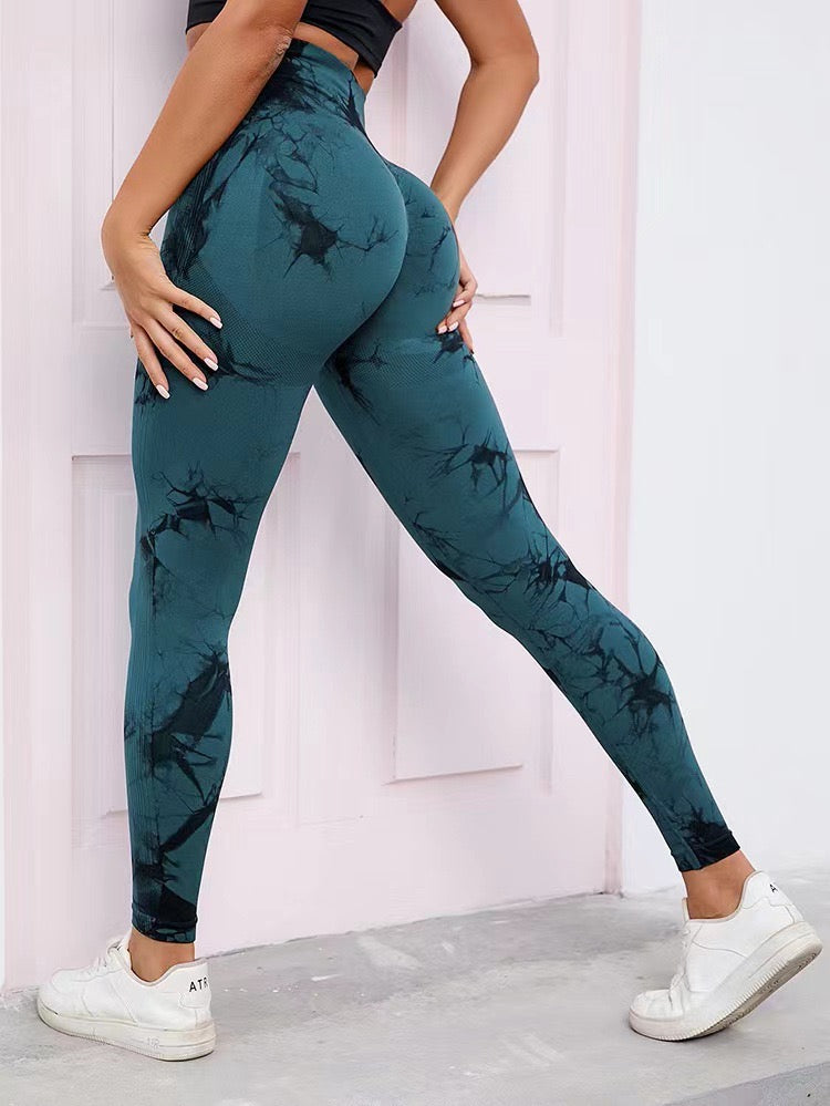 Yoga Trendy Sport Lifespree Seamless Tie Dye Sports Leggings.