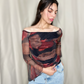 Elegant Mesh Long Sleeves Top.