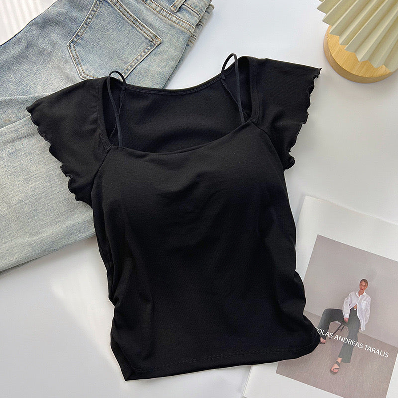 Casual Open Shoulder Short Sleeve Tunic Blouse For Women