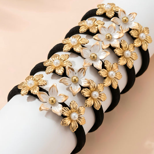 2 Pcs Golden Pearl Floral Ties.