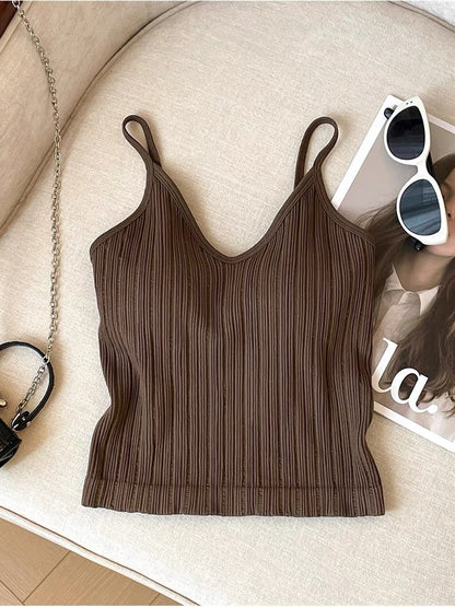 Ribbed Knitted V-neck Camisole