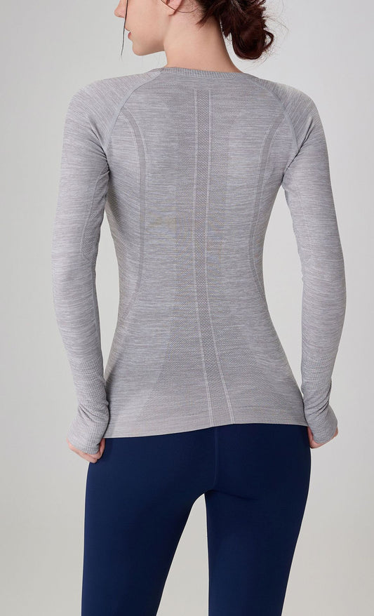 Seamless Yoga Top Crew Neck, Slim Fit, Long-Sleeve