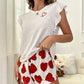 Heart Print Shorts Pajama Set.