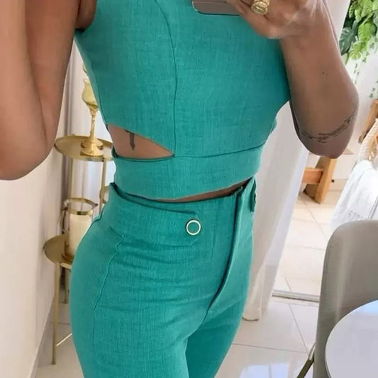 Cutout Wide-Leg Two-Piece
