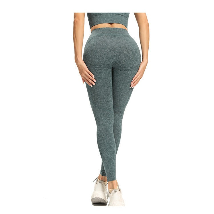 Dark Green Pockets High Waist Fitness Sports Pants.