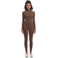 High-neck jumpsuit with a zipper.