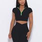 2pcs Fitness Yoga Set Sports Suit Half Zip Top