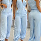 2-piece set: sleeveless high-neck utility top with pocket design and casual cuffed long pants