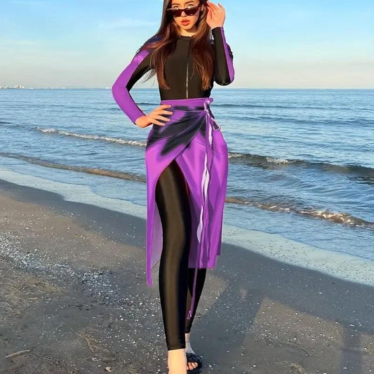 3pcs Women Swimsuit Print Cover ,leggings and bodysuit