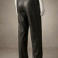 Leather Drawstring Wide Leg Pants