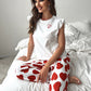 Heart Print Pants Pajama Set.