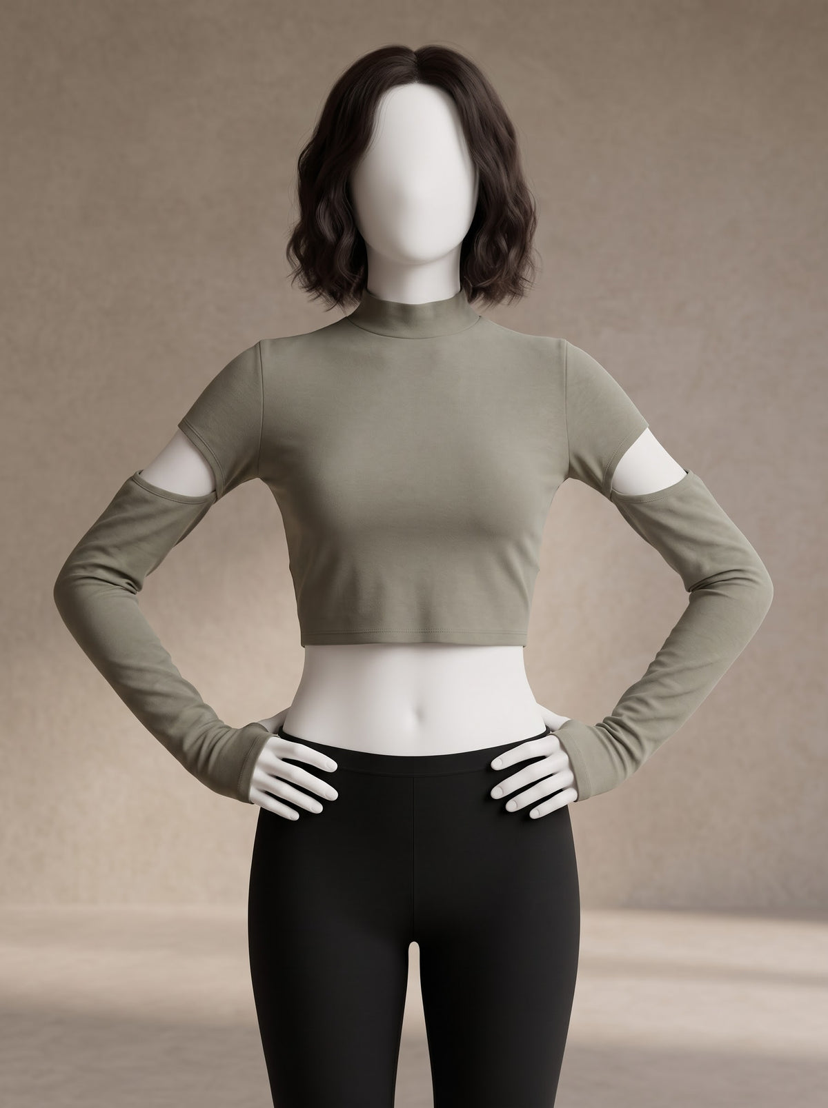 Cutout Sleeve Crop Top