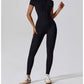 Women's Solid Color Front Zipper Jumpsuit