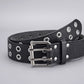 Double-row hole belt ins belt female style hip-hop hollow fashion punk belt decoration.