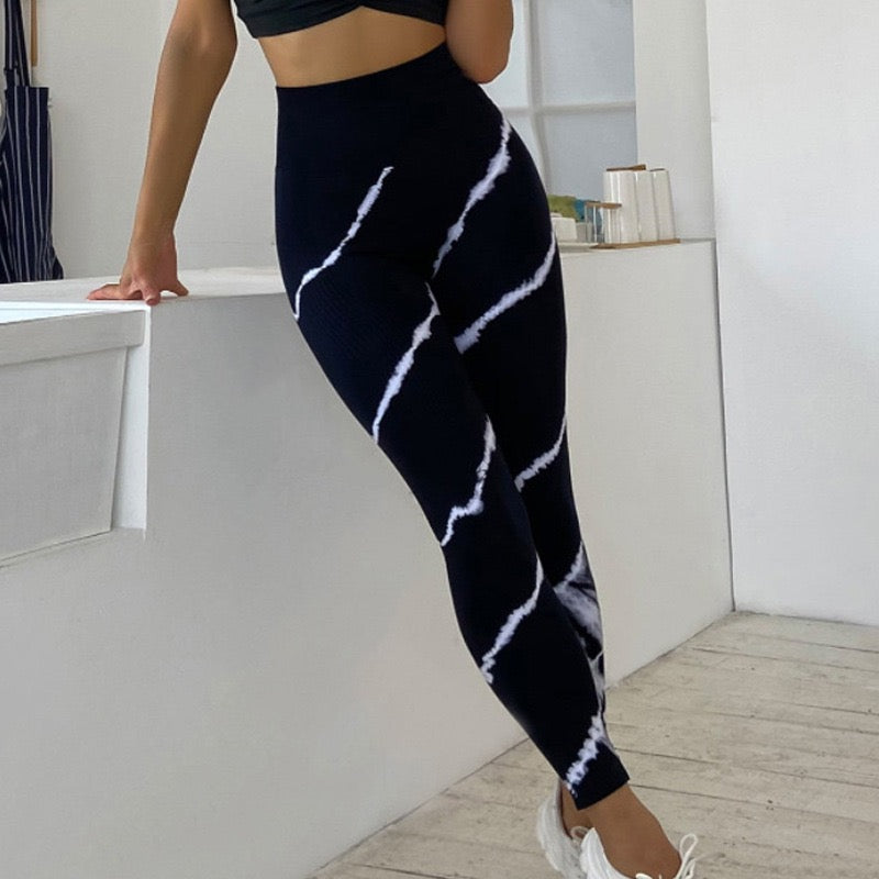 Tie-Dye Striped Yoga Pants for Women High Waist Hip-Lifting