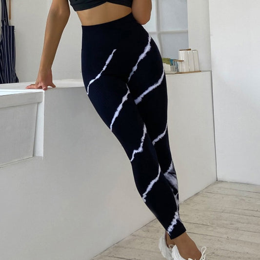 Tie-Dye Striped Yoga Pants for Women High Waist Hip-Lifting