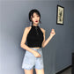 Chic Retro Zipper Slim Fit High Neck Short Tank Top
