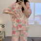 3pcs Top & Print Pants & shirt PJ Set  Pajama Set
