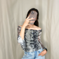 Elegant Mesh Long Sleeves Top.